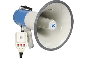VONYX MEG060 Mégaphone Professionnel 60W, Idéal Manifestations et Matchs Sportifs - Portée jusqu'à 1,2 km, Longue Autonomie, Micro Main, Bandoulière Incluse, Lecteur MP3