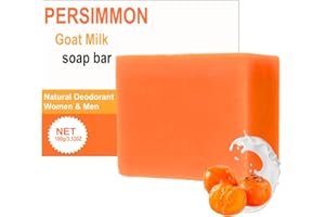 ISBEAUSOLS Persimmon Goat Milk Soap - Anti-Odor Persimmons Goats Milk Soaps - 100g Persimmon Soap for Old People Smell - Body Odor Eliminator for Women Men - Body Soaps for all Skin Types with Foaming Nets
