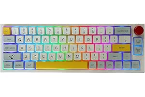 EPOMAKER TH66 Pro 65% Hot Swap RGB NKRO 2,4 Ghz/Bluetooth 5.0/Tastiera meccanica da gioco cablata con tasti MDA PBT, controllo manopola per Mac/Win (White Case, Gateron Pro Red)