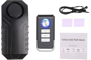 Mengshen Ulepszony alarm rowerowy antykradzieżowy z pilotem, głośny, wodoodporny alarm antywłamaniowy 113 db z regulacją głośności i czułości do roweru, motocykla, skutera, samochodu, przyczepy