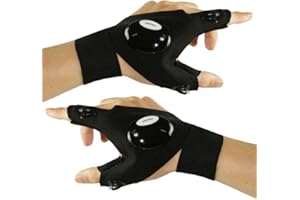 LA HUATE LA HAUTE Flashlight Fishing Gloves 2 LED Night Lighting Gloves Outdoor Work Gloves for Repairing, Camping, Hiking, Cycling