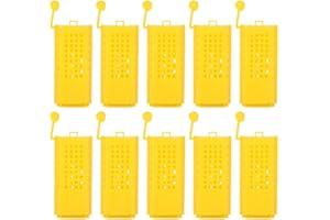 MAGT Queen Bee Cage, 10Pcs Yellow Plastic Durable Queen Moving Cage Beekeeping Tool