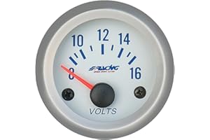 Simoni Racing VM/SB Elektrische Spannungsmesser Gauge Silbernem Hintergrund Face and Rim, Retro Lighted