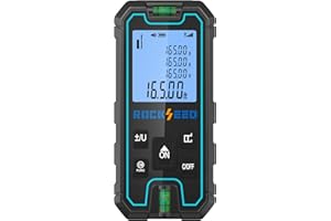 Medición Láser,RockSeed Medidor de Distancia Láser Portátil y Preciso, Herramienta Digital de Medición de Distancia con 2 Niveles de Burbuja, Medición de Distancia Láser con m/in/ft/ft Conversión