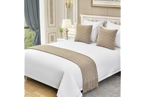 QFWMCW Sänglöpare king size modern enfärgad sängfilt med tofsar sänglöpare och matchande kuddar mjuk stickning säng scarf löpare hem sängkläder dekoration för enkel dubbelsäng dubbelsäng säng