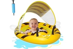 ‎SANOTO SANOTO Schwimmring Baby mit Sonnendach Aufblasbare Baby Float Schwimmring Shwimmreifen Baby mit aufblasbarer Schwimmboje,Schwimmtrainer,Schwimmhilfe Spielzeug,Baby Schwimmring ab 3 Monate~72 Monate