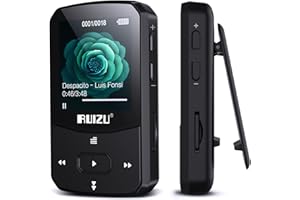 RUIZU 64GB Clip Reproductor MP3 Deportivo Bluetooth 5.3,HiFi MP3 Player Portátil sin Pérdida, Radio FM, Podómetro Inteligente, Grabaciones, con botón de Volumen Independiente, Soporta hasta 128 GB