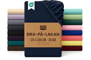 Utopia Bedding - Dra-på-lakan 120x200cm - Marinblå - Borstad - Mikrofiber Dra-på-lakan - 35cm Djup Ficka