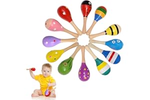 VEXQUIVERA 6 PCS Random Wooden Fiesta Mexican Fiesta Party Favors, Mexican Fiesta Decorations for Musical Fun, Birthday Parties Rattles Music Shaker Early Education Instrument Toy for Babies Kids