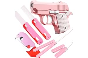 BLOOOK Fidget Toy Gun,Fidget Slider,Stress Relieve Pistola Juguete Antiestrés Desestresante,para ADHS Niños y Adultos Anti-ansiedad,Regalos Adolescentes Frikis Cosas Gamer (Rosa (6 en 1))