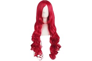 MapofBeauty 32 Zoll/80 cm Mode Lange Lockige Haare Anime Kostüm Side Pony Cosplay Perücke (Hell rot)