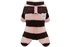 Izefia Pull pour Chien Polaire Hiver Chaud à Quatre Pattes Body Pantalons Pyjama pour Chiot Rainbow Stripe Pull Moyen Chien Chat