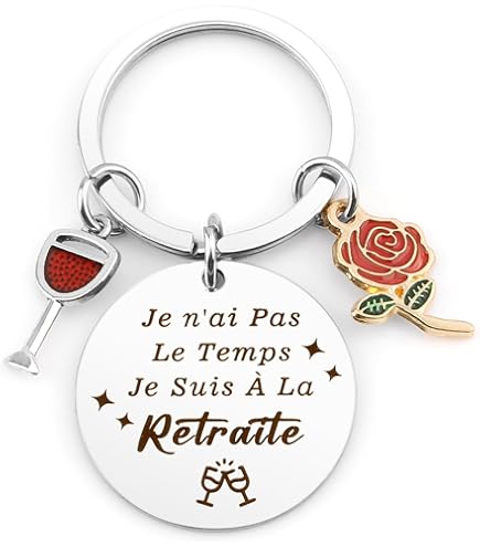 Carte Vœux Retraite DPKOW Carte Et Porte-Clés "Heureuse Retraite" - Cadeau Départ Retraite Collegue Avec Enveloppe | Design Or Brillant Carte Message Retraite Personnalisable