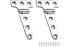 DIALESHU Robuste T-Scharniere für Boote, 316 Edelstahl, 10,2 x 5,5 cm, stabile Deckschranktürscharniere mit Schrauben (2 Stück)