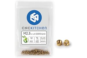 CNC KITCHEN Inserto filettato originale, M2,5 x 4, 100 pezzi, senza piombo e cadmio