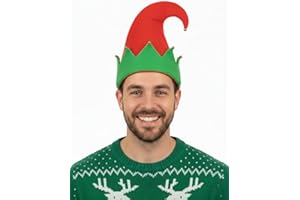 FASHION I LOVE Adult Elf Hat with Bells Red and Green Felt Elves Hat Christmas Novelty Gift Xmas Party Hats Jingle Bells Elf Fancy Dress Costume Accessories for Men and Women