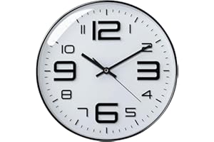 Plumeet Orologio Silenzioso, Orologio al Quarzo Antigraffio da 30cm, Alimentato a Batteria, Design Moderno Adatto per Decorare la Scuola di Home Office (Bianco)