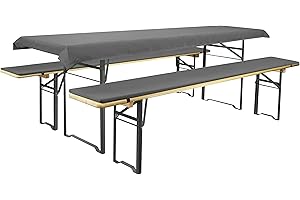 ‎BRANDSSELLER Brandsseller Auflagenset für Bierzeltgarnituren 3-teilig 2 Bankauflagen gepolstert 220x25 cm und 1 Tischdecke 240x90 cm für alle gängigen Festzeltgarnituren Bierbankauflagen Outdoor - Anthrazit