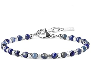 GAVU Bracelet Homme Pierres Boules Carrées Acier Inoxydable