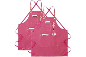 CHAILIQIANGG Grembiule da cucina in tela (2 pezzi), grembiule da lavoro con 3 tasche, tracolla regolabile, grembiule da barbecue, impermeabile, professionale, per uomo e donna, per parrucchiere, cucina,
