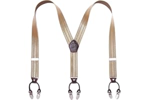 KANGDAI Bretelles Homme Larges 6 clips Brace Men Y Retour Suspensions ajustables élastiques et durables Clips en métal fort