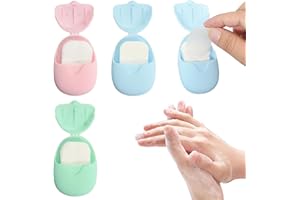 DecorDwell 3 Pezzi Portatili Saponette,Fogli di Sapone Portatili, Mini Sapone，Fogli di Sapone da Viaggio Profumato, per Cucina Campeggio Viaggio Barbecue（Rosa/Blu/Verde）
