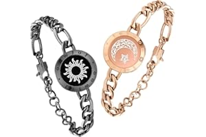 TOTWOO Bracelet Couple, Bijoux Couple Amoureux pour 2, Love Bracelet Distance, Bracelet Vibrant Couple, Bracelets Tactiles Intelligent, Bracelet Connecté Couple pour Saint Valentin, Amitié, Femme