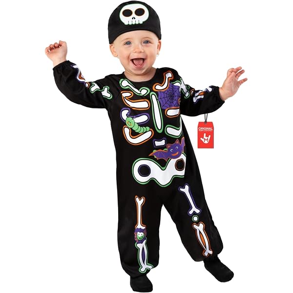 Rubies Disfraz Esqueleto Elegante Glow in Dark para niños, Jumpsuit, pajarita, guantes y máscara, Oficial Halloween, Carnaval, Cumpleaños y Fiesta