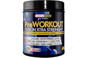 Healthy Fusion Pre workout Potente Pre-Allenamento | Beta Alanina + L-Arginina AAKG + Creatina + Caffeina + Taurina| Promuove lo sviluppo muscolare | Aumenta il rendimento fisico | Gusto Anguria 300 g