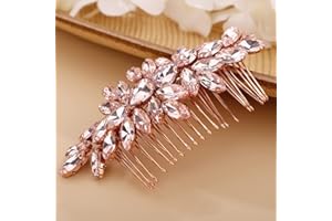 Chargances Crystal Bridal Hair Comb Pink Wedding Rhinestonel Hair Side Comb Fashion Hair Clip Handmade Hair Accessories for Bride Wedding Prom Flower Girl Headpieces (Pink)