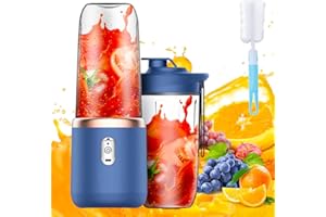 WDKXCN Przenośny blender 400 ml, przenośny mikser do smoothie Maker z 6 ostrzami, przenośny blender do smoothie Maker z kubkami, szczotką, mini mikserem na wynos do przygotowywania koktajli mlecznych