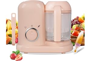 HOAPIN Robot multifunción 4 en 1 Vaporizador y Batidora para Bebé Diversificador de Alimentos Cocedor al Vapor Batidora Descongelación Recalentamiento Cocción al Vapor Suave, Cocción al Vapor Rápida (rosa)