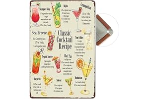 Sycle circle, Targa in metallo vintage a colori solidi, 20 x 30 cm, decorazione artistica da parete per caffetterie, bar, ristoranti, pub, serie dedicata alla birra (motivo cocktail classici)