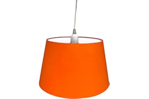 Loxton Lighting Cotton Drum Shade –10 inch Easy Fit ES/BC Shade for Living Rooms, Bedrooms, hallways and Kitchens (Orange)