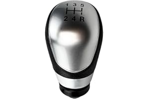 Flylin Gear Shift Knob Cover, 5 Speed Plastic Manual Stick Cover Head, Durable Car Gear Knob Cap Replacement for Fiesta/Focus (Sliver)