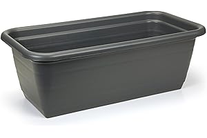 GORDANLUK HOME & GARDEN ACCESSORIES Balcony Trough Flower Pot/Planter Window Box Plastic Vegetable, Planters, Patio, Garden, Home Décor, Porch (Anthracite)