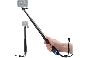 Vkesen Palo Selfie Impermeable Extensible de 94cm para GoPro Hero 13/12/11/10/9, dji Osmo Action 5 Pro/4, Insta360 Ace Pro/Ace Pro 2 y Otras Cámaras de Acción