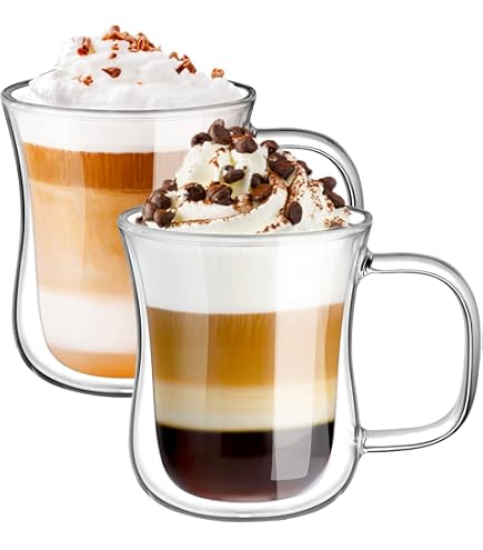 4 Tazze In Vetro Doppio Da 330 Ml – Bicchieri Isolati Per Caffè, Latte, Tè E Gelato