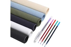 Caydo 6 Colori Tessuto per Ricamo, tra cui 6 Colori Ricamo Cotone, 5 Colori Penne solubili in Acqua per Ricamo Progetti e Decorazione, 30 x 30 cm