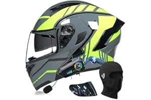 ACLFFSHOP Bluetooth Modulable Casque Moto Homologué ECE, Flip Up Casque Adulte Moto avec Double Visière pour Anti-Collision Casque Scooter Casque Integral Modulable pour Homme Femme M~XXL