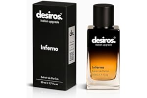 DESIROS. ITALIAN UPGRADE Desiros Inferno - Estratto di Profumo Uomo Italiano Seducente a Lunga Durata Intenso Elixir - Perfume di Marca - Parfum con Note Agrumate, Fresche, Legnose - 25% di Oli Essenziali - Regalo Uomo - 50ml