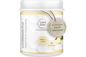 ‎CODE VITAL CODE VITAL® Glucomannan Plus Sättigungs-Drink | Figurformel mit Prebiotika für den Darm und hohem Sättigungseffekt | Hochwertiger Ballaststoffe-Mix | Made in Austria | 50 Portionen