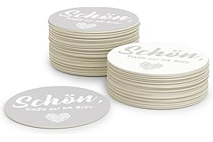 ‎FLYERALARM Schön DASS Du da bist Bierdeckel aus Pappe I Runde Tischdeko Grau (50 Stück) Deko aus umweltfreundlicher Holzschliffpappe (⌀10cm)