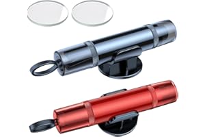 EMBHLITFE 2-Pack Emergency Car Window Breaker & Seatbelt Cutter - Life Hammer with Holders & Test Glass | Tungsten Steel Tip, Underwater Use (Red/Black)