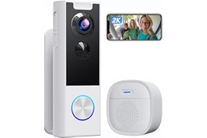 XTU Timbre Inalámbrico con Cámara, 2K HD WiFi Timbre Videoportero Exterior Impermeable con Soportes, Detección de Movimiento PIR, Visión Nocturna, Audio Bidireccional, Compatible con Alexa,Blanco