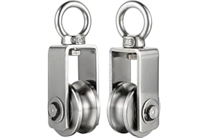 KCNOFNC 2 sztuki kółek zwrotnych z liny stalowej, z 2 łożyskami kulkowymi, rolka linowa Fitness stal nierdzewna 304 do lin stalowych/lin