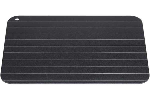 Haofy Plateau de décongélation rapide en aluminium, noir, rectangulaire, 23 x 16,5 x 0,2 cm, 269 g, style classique, sans danger pour les aliments, pas de préchauffage ou d'électricité nécessaire,