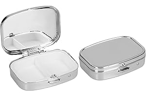 kwmobile 2X Scatola Portapillole Acciaio Inox 2X Scomparti - Contenitore Porta Pillole Pasticche Compresse da Viaggio - Scatolina Argento 5,5x4x,15cm