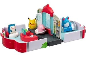 Squish-a-longs SQAL0071 Pokemon Center Playset - Pikachu, Marill, Snorlax, Chansey - 3 accessories included