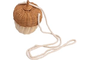 JEFFERGARDEN Cesta de Almacenamiento de Ratán para Niños, Cesta de Mimbre en Forma de Bellota, Impermeable, Multifuncional, , Tejida a Mano, Decorativa para el Hogar para Niñas (Bolso de hombro pequeño)